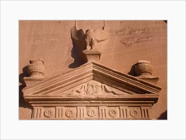 Saudi Arabia, Madinah, nr. Al-Ula, Madain Saleh (aka Hegra). Decorative carvings including a