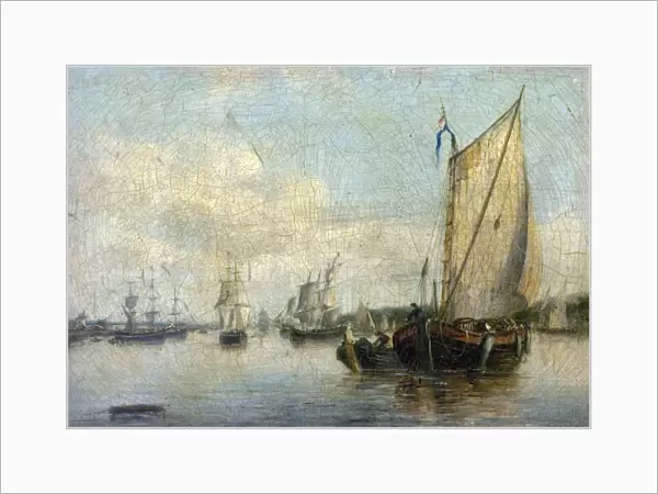 River Scene with Shipping