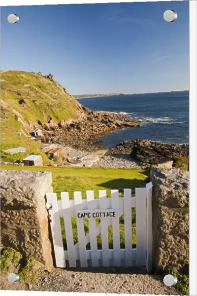 A cottage gate at Cape Cornwall, near St Just, Cornwall, UK