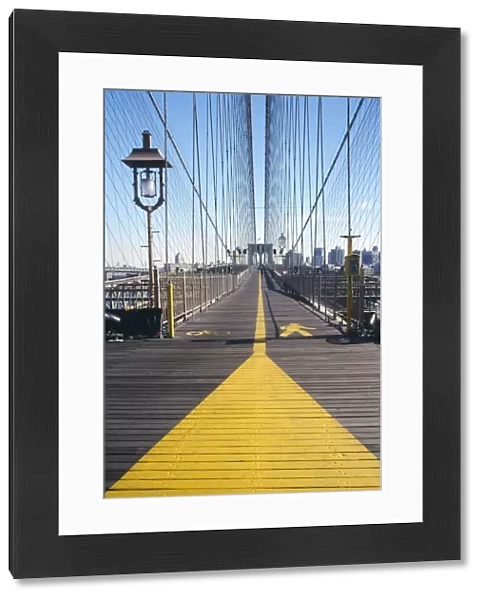 20056977. USA New York New York City View along pedestrian walkway of Brooklyn Bridge
