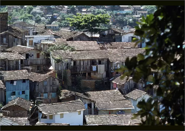 20054409. BRAZIL Favela Rooftops of shanty town. Brasil slum favella Brazil