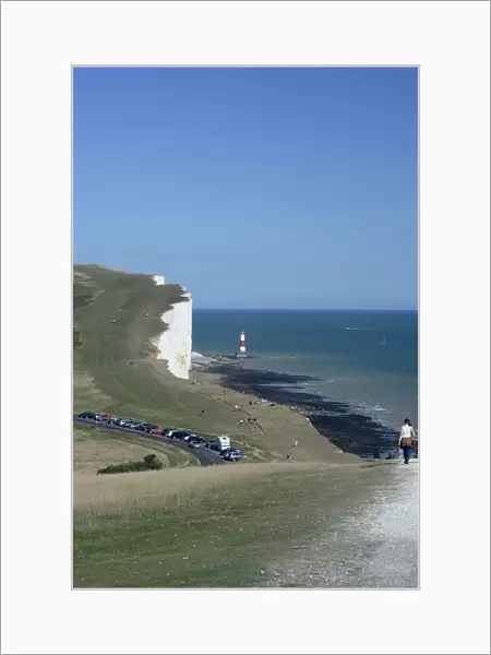 England, East Sussex, Beachy Head lighthouse viewed from the adjacent clifftop
