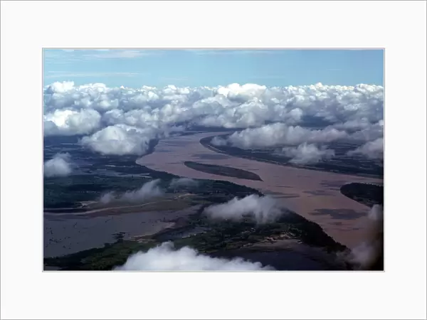 10015102. Vietnam, Aerial view of the Mekong river during monsoon