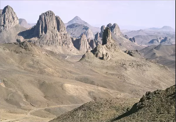 20032881. ALGERIA Tassili Plateau Landscape with rock formations