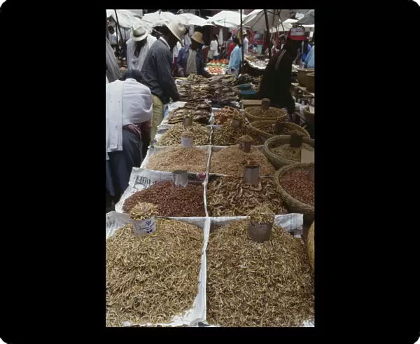 20077557. MADAGASCAR Antanananrivo Zoma market dried shrimp and fish stall