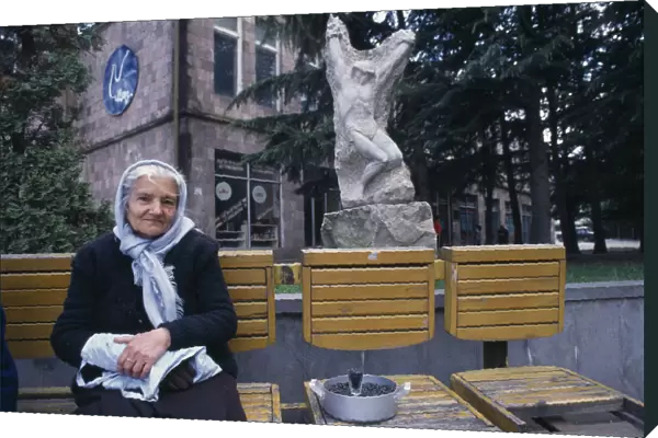 20084416. ARMENIA Idjeran Elderly woman selling sunflower seeds