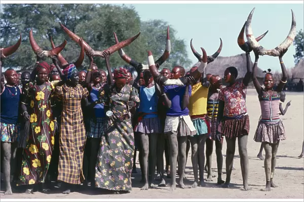 20048647. SUDAN Tribal Peoples Dinka cattle festival or Toich