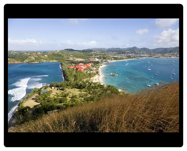 20090460. West Indies St Lucia Gros Islet The isthmus leading to Pigeon Island seen