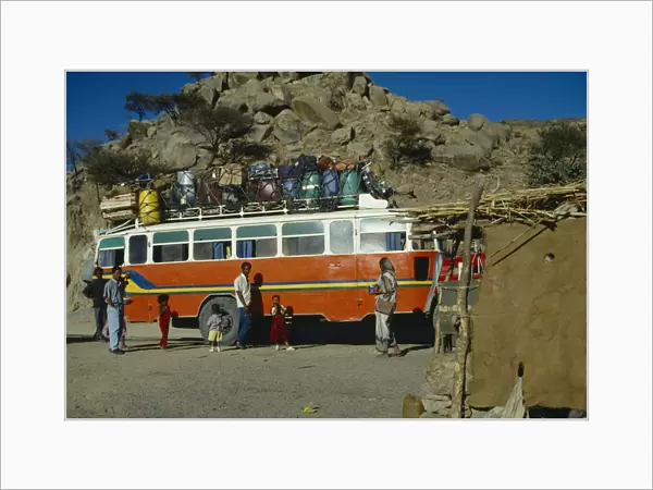 Eritrea, Refugees, Sudanese refugee bus on the road between Keren and Agordat