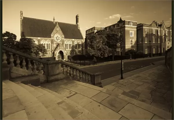 UK, England, Middlesex, Harrow-on-the-Hill, High Street and Harrow School Vaughan Library
