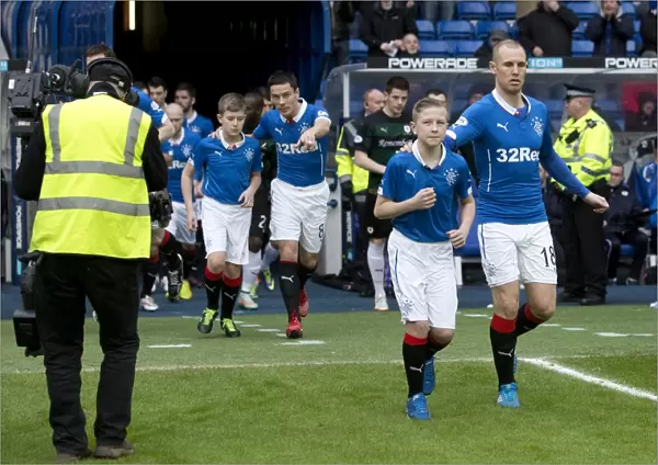 Rangers Football Club: Ian Black, Kenny Miller, and Mascots Celebrate Scottish Cup Fifth Round Victory at Ibrox Stadium (2003 Champions)