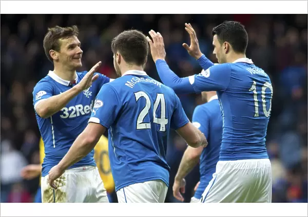 Rangers Football Club: Double Delight - Haris Vuckic and Lee McCulloch Celebrate Goals in Scottish Championship Match at Ibrox Stadium