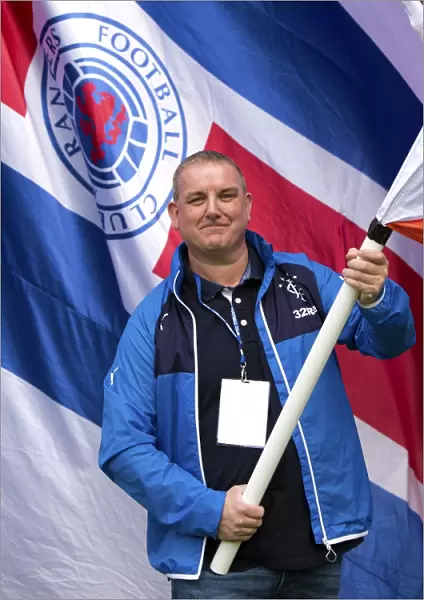 Rangers Football Club: Flag Bearers Hoist the Scottish Cup at Ibrox Stadium
