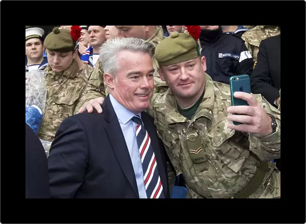 Rangers Director Paul Murray and Armed Forces Member Celebrate Scottish Cup Victory with a Selfie at Ibrox Stadium