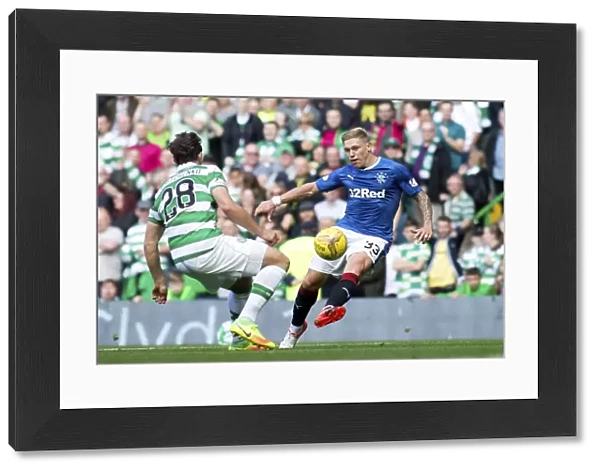 Rangers Martyn Waghorn Tries for Glory: Thrilling Goal Attempt vs. Celtic in Ladbrokes Premiership