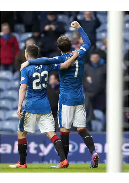 Rangers Double Delight: Joe Garner and Jason Holt Celebrate Stunning Scottish Cup Quarterfinal Goals at Ibrox Stadium