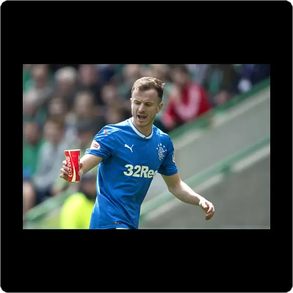 Rangers Andy Halliday Hit with Coca-Cola Cup during Hibernian vs Rangers Match