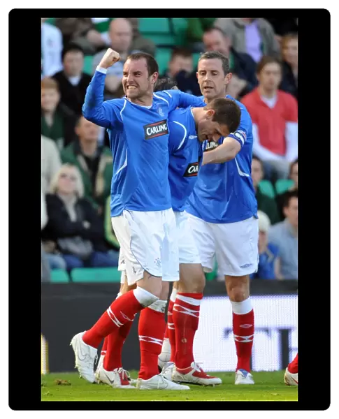 Rangers Thrilling Comeback: Velicka and Teammates Celebrate 3-2 Victory Over Hibernian in the Clydesdale Bank Premier League