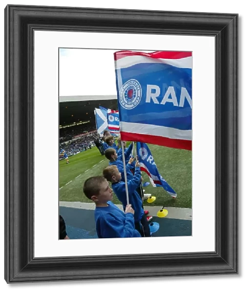 Rangers Flag Bearers: Guarding Ibrox Stadium in the 0-0 Clydesdale Bank Premier League Clash vs Aberdeen