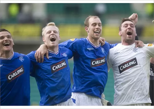 Rangers FC: Champions League Title Win 2009-2010 - Triumphant Moment with McCulloch, Naismith, Whittaker, and McGregor (SPL Champions)