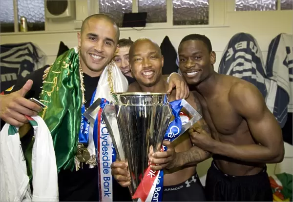 Rangers Football Club: Celebrating SPL Championship Glory - Exclusive Image of Bougherra, Hutton, Diouf, and Edu