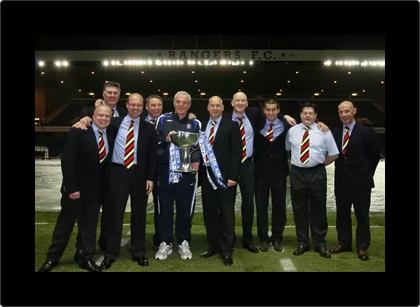 Rangers Champions: 2008 CIS Cup Final Team Celebrating Victory at Ibrox