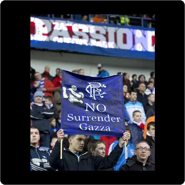 Rangers Triumph: A Tribute to Gascoigne - 4-0 Victory Over Queens Park at Ibrox Stadium with Fans Paul Gascoigne Banner