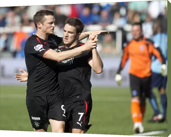 Rangers Andy Little and Jon Daly: Celebrating Goal Against Forfar Athletic in SPFL League 1 (Forfar 0-1 Rangers)