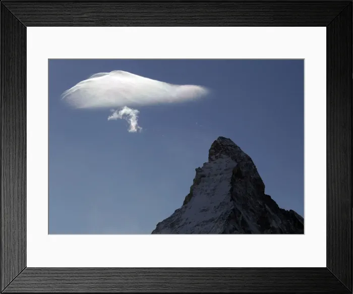 Framed Print : Print of the Matterhorn mountain with a cloud Framed Print : Print of the Matterhorn mountain with a cloud