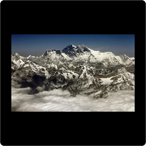 Mount Everest, the highest peak in the world, is seen in this aerial view