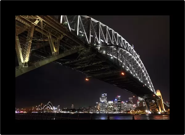 Sydney Harbour Bridge and city skyline before Earth Hour