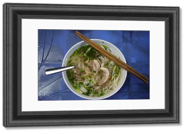 A bowl of Vietnamese chicken noodle soup (Pho) is seen at a restaurant in Hanoi