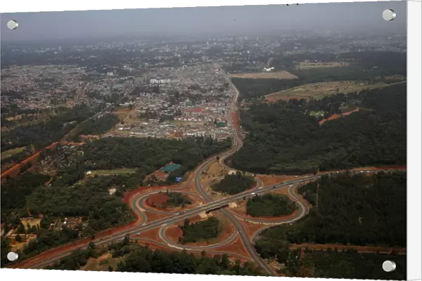 An aerial view shows the recently constructed Karen bypass interchange along Southern