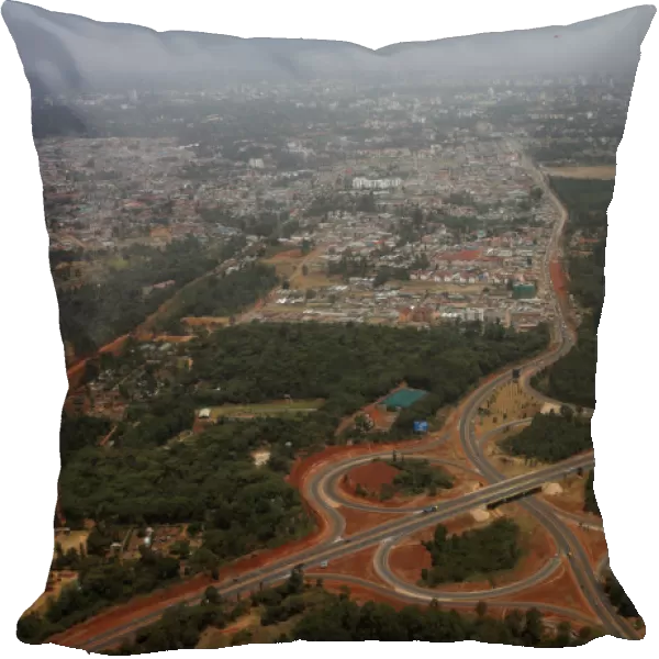 An aerial view shows the recently constructed Karen bypass interchange along Southern