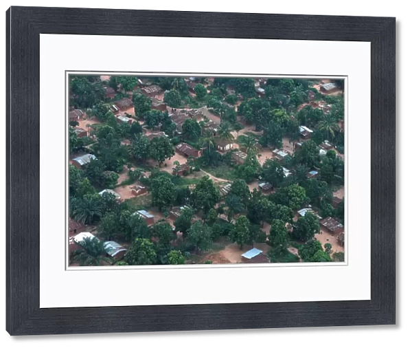 An aerial view shows Congolese homes on the outskirts of Mbuji Mayi town in Kasai