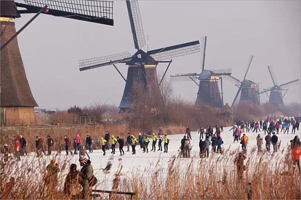 Ice Skaters and Windmills in the Netherlands