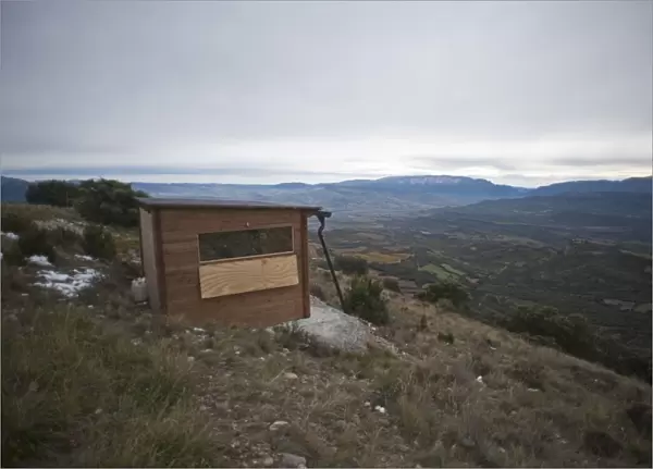 Vulture photography hide with one way glass near Tremp Catalonian Pyrenees Spain