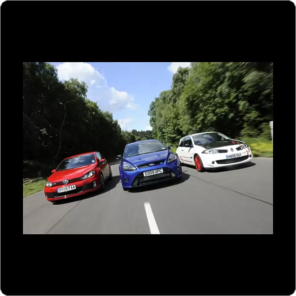 VW Golf GTi Renault Megane and Ford Focus RS