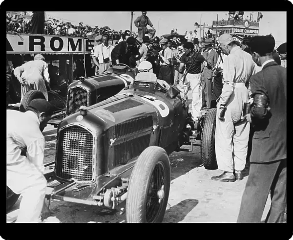 Scuderia Ferrari Alfa Romeos at Montlhery 1934. Car 6 is Varzis car and 12 is Chirons winning car