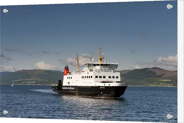 Caledonian McBrayne ferry coming into port, Isle of Bute, Firth of Clyde, Argyll and Bute, Scotland, august