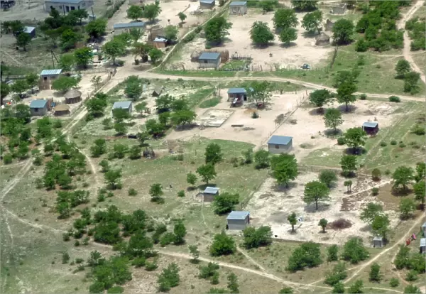 Aerial view of rural settlement, Maun, Ngamiland, Botswana