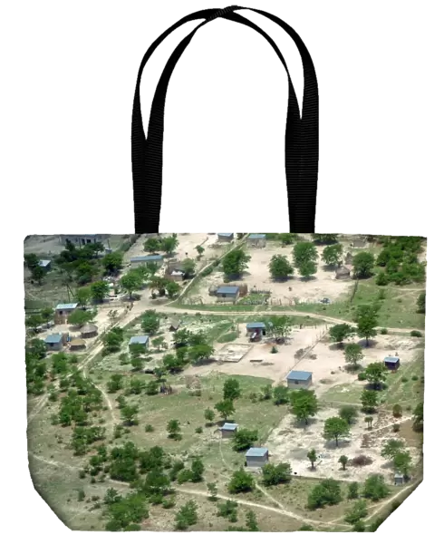 Aerial view of rural settlement, Maun, Ngamiland, Botswana