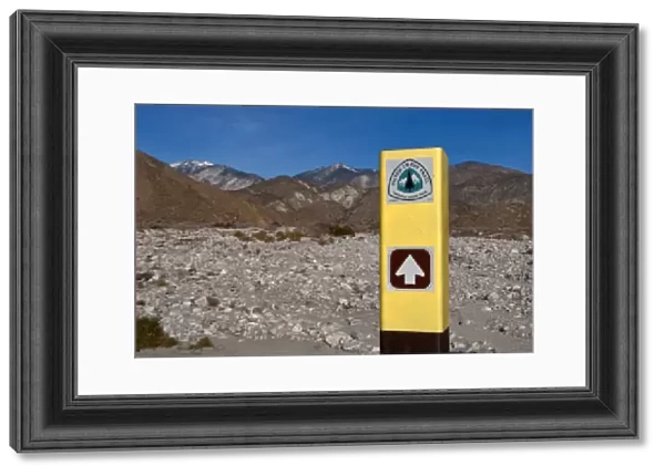 Pacific Crest Trail sign in desert, Whitewater Preserve, Southern California, U. S. A