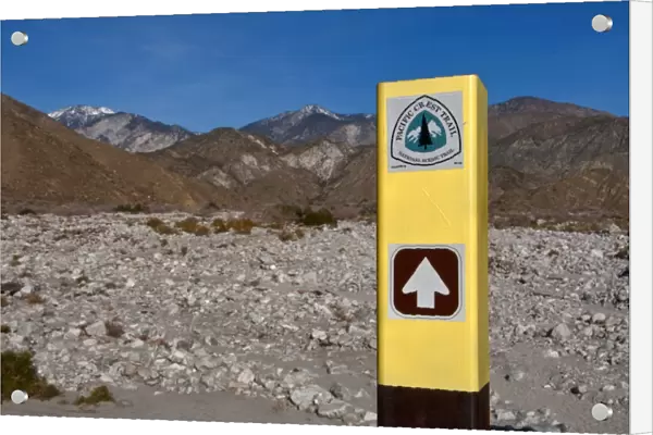 Pacific Crest Trail sign in desert, Whitewater Preserve, Southern California, U. S. A