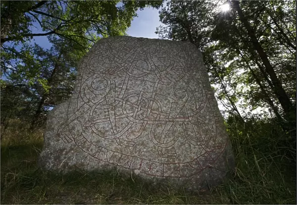 Rune stone, Stora Runhallen, Uppland, Sweden, july