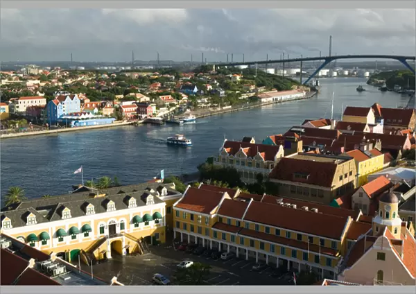 ABC Islands - CURACAO - Willemstad: Town Overview along Sint Anna Baai  /  Morning