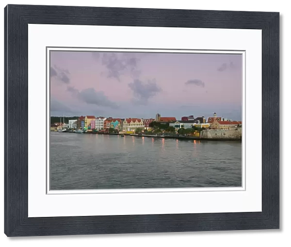 ABC Islands - CURACAO - Willemstad: Punda - Waterfront Buildings  /  Dusk