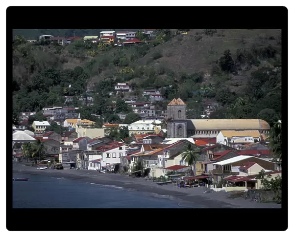 Caribbean, French West Indies, Martinique, Sainte-Pierre. Town View from Harbor