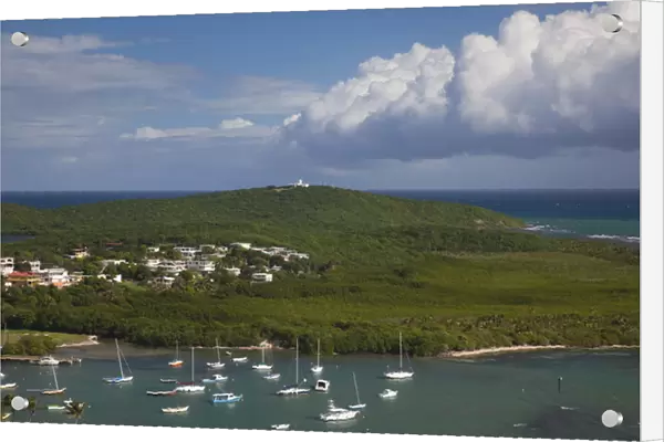Puerto Rico, East Coast, Las Croabas, elevated view of Las Croabas Bay