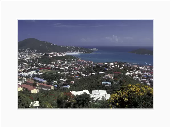 CARIBBEAN, St. Thomas, Charlotte Amalie View of city and harbor